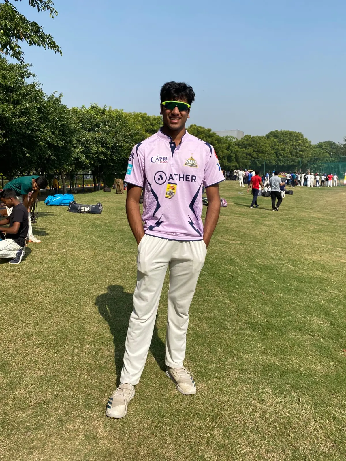 Ribhav in cricket kit, shortlisted as an EDPL net bowler